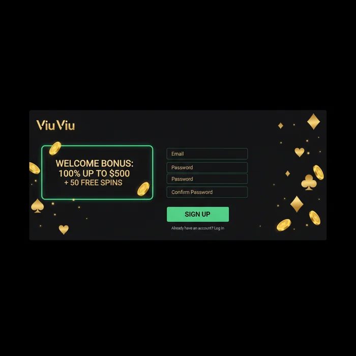 Viu Viu registratieformulier — accountaanmaak met e-mail en wachtwoordvelden